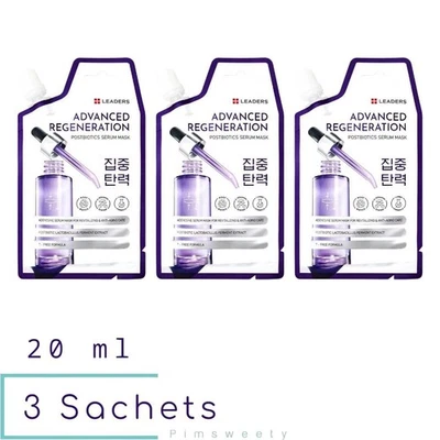 3 Sachets X 20 ml Leaders Advanced Regeneration Postbiotics Serum Mask Wrinkles - Image 1 of 4