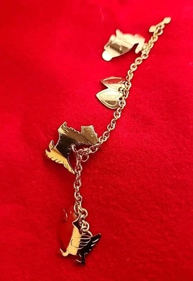 Brazalete vintage probado oro amarillo SCOTTISH TERRIER, tortuga, pato dije 7" Foto 1 de 4