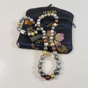 Honora 10mm cultured MING PEARL Necklace Sterling Silver Multicolored pastel 18" - Picture 1 of 6