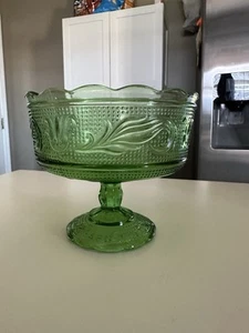 Vintage 1960s E.O. Brody USA Emerald Green Glass Fruit Bowl - Picture 1 of 4