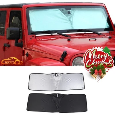 Front Windshield Sun Shade Heat Shield UV Visor for Jeep Wrangler TJ JK JL JT97+ - Изображение 1 из 4