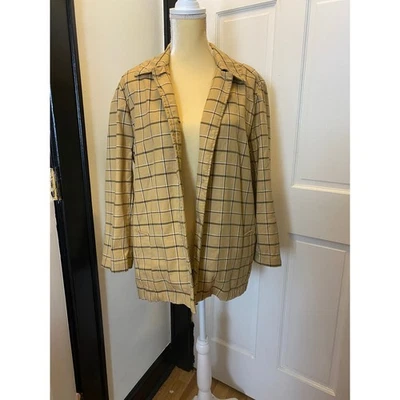 Vintage 90s Y2K Liz Claiborne Academia Preppy Longline Blazer  Tan Women 12 - Image 1 of 4