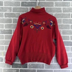OBERMEYER VINTAGE RED EMBROIDERED SWEATER, WOMEN'S Medium - Picture 1 of 9