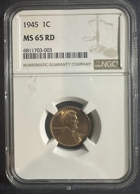 1945 1C RD Lincoln Cent NGC MS65 - Image 1 of 2
