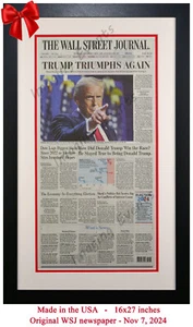Donald Trump rielezione giornale originale Wall Street Journal incorniciato 7 novembre - Foto 1 di 2