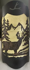 Vintage Silhouette Buck/Deer Scene Metal Parchment Wall Sconce Lighting - Cabin - Picture 1 of 9
