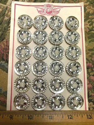 buttons Germany USA Zone 22mm glass 7/8" round crystal xlnt cond 1 card - Image 1 of 4