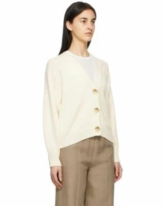 Loulou Studio Zanzibar Wool Cashmere Cardigan Cropped Ivory Sweater Size XS - Picture 1 of 7