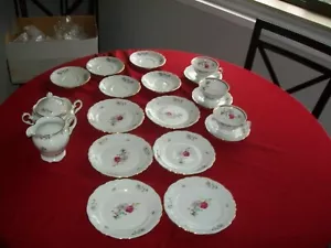 Vintage WALBRZYCH Fine China Made in POLAND ROSE Gold Trim 19 Pcs - Picture 1 of 9