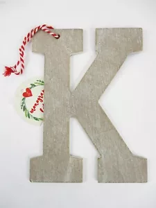 Monogram Wood Holiday Ornament Target Wondershop Xmas Wooden Letter Initial - Picture 1 of 10