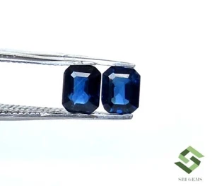 5x4 mm Certified Natural Blue Sapphire Octagon Cut Pair 1.21 CTS Loose Gemstones - Picture 1 of 8