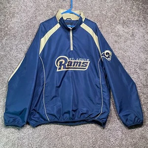 NFL St. Louis Rams Chaqueta Cortavientos Hombres XL Azul Marino Malla Forrada Manga Larga 1/4 Cremallera - Imagen 1 de 9