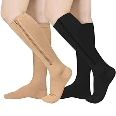 1 Pair Zip Compression Closed Toe Socks Men Women Varicose Veins Anti-Fatigue - Image 1 of 4