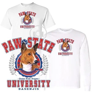 Basenji Paw State University Short / Long Sleeve White T Shirt  M-3X - Picture 1 of 3