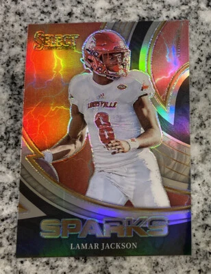 2023 Panini Select Draft Picks Lamar Jackson Sparks Silver Holo Prizm #SPR-LJ - Image 1 of 2