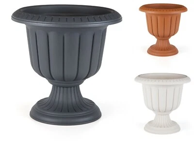 Plastic Round Garden Urn Plant Pot Planter Outdoor Garden Stand Round -3 colours - Image 1 of 4