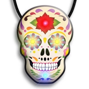 Day of the Dead Skull Flashing Body Light Necklace - Picture 1 of 1