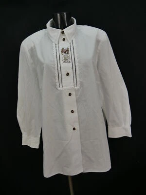 Gr.48 Trachtenbluse Bluse weiß Baumwollmischung Schmeinck mit Stickerei TB5269 - Bild 1 von 4