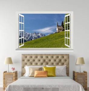 Papel pintado 3D Hill Green Lawn 318 ventanas abiertas murales impresión de pared AJ Jenny - Imagen 1 de 2