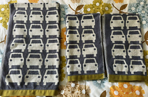 Bundle of Orla Kiely Car Park Kids Towels 1 x Bath & 2 x Hand Retro Blue