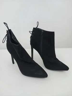 Betseyville женщин загрузки 11 черный ботинок ткани отверстия шнурки Stiletto высоты - Изображение 1 из 4