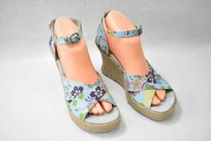 Hot Kiss Shoes Sandals Wedge Heel Blue Size 7 Women's - Picture 1 of 8