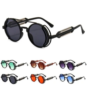 Retro Gothic Steampunk Sunglasses Round Eyeglasses Metal Frame Glasses Eyewear_ - Picture 1 of 18