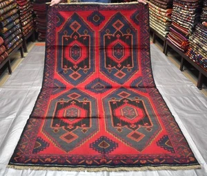 Vintage Afghan Persian Baluchi Area Rug 4x6 ft Red Handmade Oriental Wool Carpet - Picture 1 of 11
