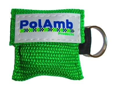 POLAMB PRODUCTS LTD CPR Face Shield in Keyring Pouch (GREEN) Ambulance Paramedic St John 999 Resus