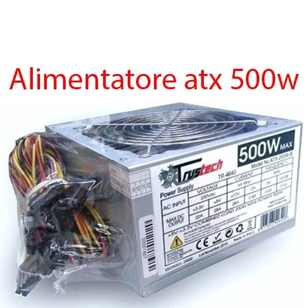Alimentatore ATX 500W Bulk Fan 12cm. 8 Pin ATX500W, Trustech - Immagine 1 di 1