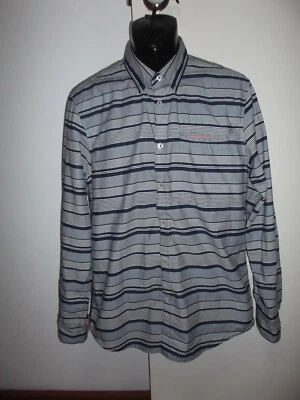 "Guess" Men's Slim Fit Shirt - Navy Blue / White stripes - Size L  - Image 1 of 2