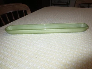 Pottery Barn SAUSALITI Ceramic GREEN OLIVE or PICKLE TRAY/DISH - 16" x 2-1/4" - Picture 1 of 3