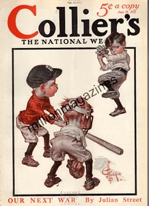 1915 Colliers June 19 - J C Leyendecker Baseball ; Uncle Sam and our next war - Picture 1 of 1