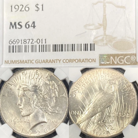 1926-P MS64 NGC Peace Silver Dollar $1 - Exceptional Eye Appeal - Choice Gem PQ+ Cover