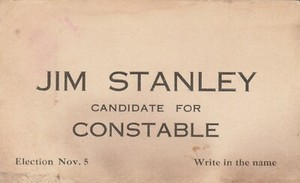 Monterey County, Ca Candidate Card for Political Office c. 1914 Jim Stanley