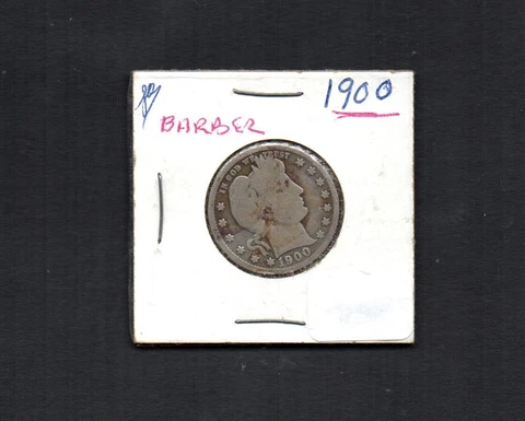 1900-P BARBER QUARTER. 90% SILVER COIN. *460.  YOU GRADE IT.  FULL DATE Cover
