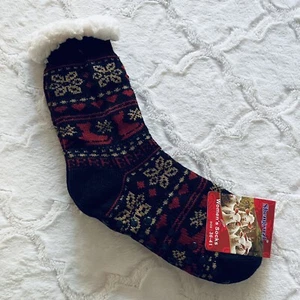 WEICHE GEMÜTLICHE Damen-Pantoffelsocken FLEECE GEFÜTTERT RUTSCHFEST NEU MIT ETIKETT Größe 6-10 US 36-41 EU - Bild 1 von 3