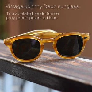 Johnny Depp G15 polarized sunglasses blonde solid acetate glasses green glasses - Picture 1 of 5