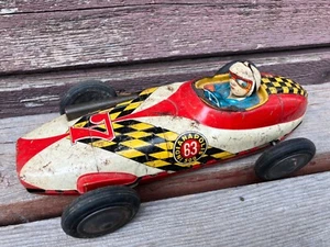 VTG TIN LITHO INDIANAPOLIS 500 63 RACER CAR JAPAN w DRIVER - Picture 1 of 4