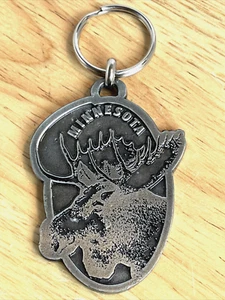 Vintage Minnesota Keychain Moose Head Fine Pewter Century Made In Canada - Picture 1 of 5
