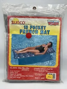 Vintage Sunco white Water Touch 18 Pocket French Mat Float Size 76 in X 29in NOS - Picture 1 of 6