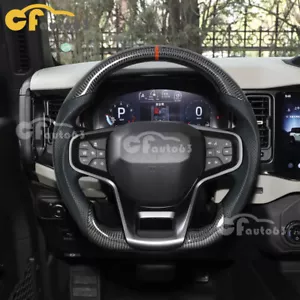 Real Carbon Fiber Sport Perforated Steering Wheel For Ford Bronco 2021-2024 - Foto 1 di 14