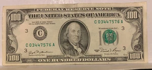 1981 Series $100 FRN C3 District S# C 03447576 A - Picture 1 of 2