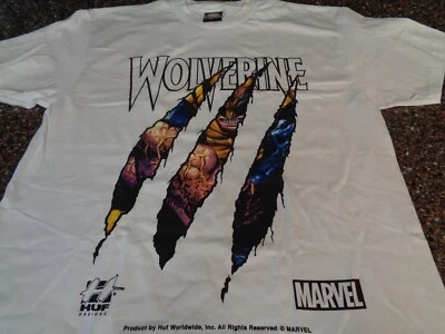 Camiseta HUF x Marvel Wolverine Garra Lágrima Adulto Grande Blanca SS Deadpool Nueva Foto 1 de 4