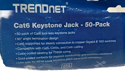 TRENDnet Kat6 Keystone Jack – 50er-Pack, 90° Winkelanschlussdesign, Farbcodierte - Image 1 of 4