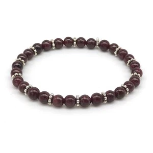 Bracciale elastico in Granato da 6 mm con Separatori - Foto 1 di 1