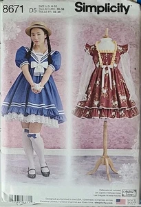 Simplicity 8671 Sailor Moon, Lolita o Cosplay Disfraz Patrón Misses Talla 4-12 UC - Imagen 1 de 4