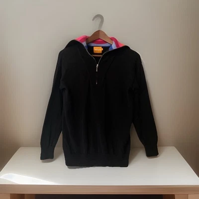 WISPR Women Small Black Sweater Quarter Zip Neon Rainbow Collar Cotton Silk - Image 1 of 4