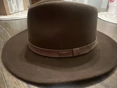 Chapéu Fedora Masculino Pendleton Lã Marrom Feltro Aba Larga Estilo Clássico Tamanho G - Imagem 1 de 4
