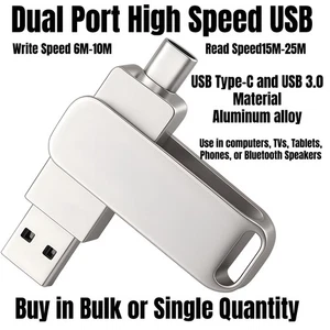 32GB USB-C and USB 3.0 Dual Flash Drive for Computers Bluetooth Speakers and TV - Picture 1 of 5